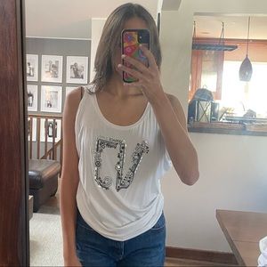 VERSACE JEANS Beaded Flowy Tank Top